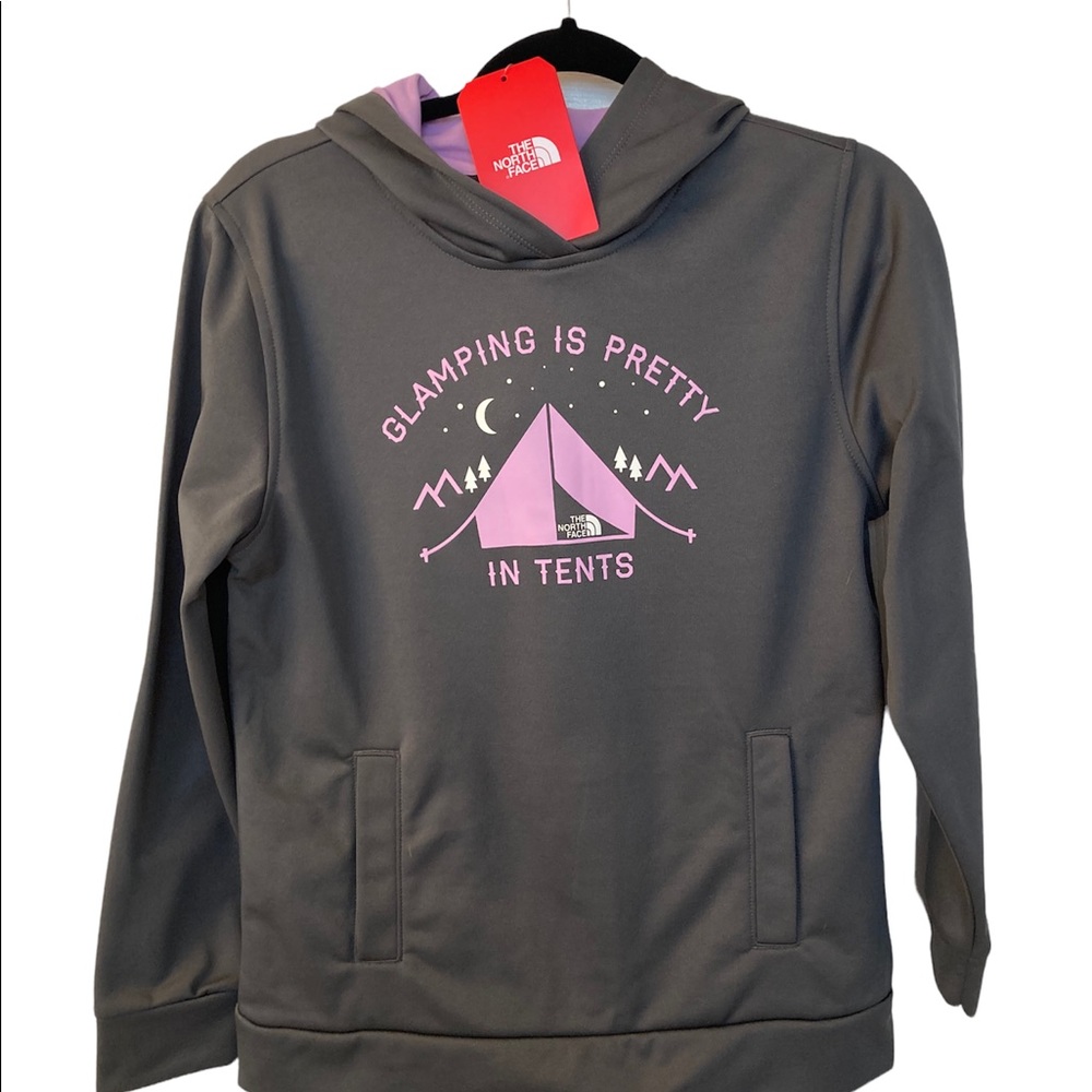 The North Face Hoodie Girls XL 18 Graphic “GLAMPING IS PRETTY IN TENTS”